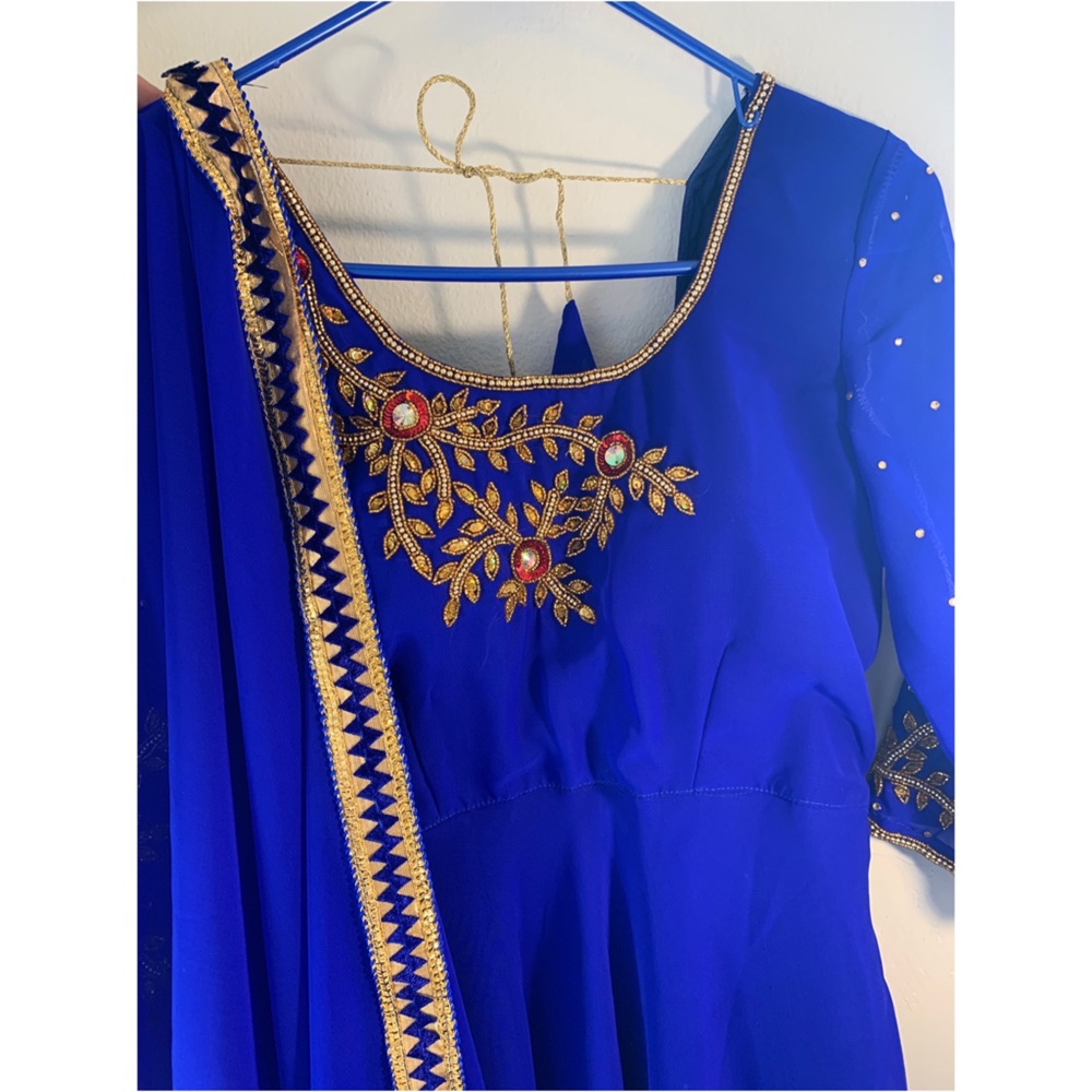 Blue Anarkali with Dupatta,